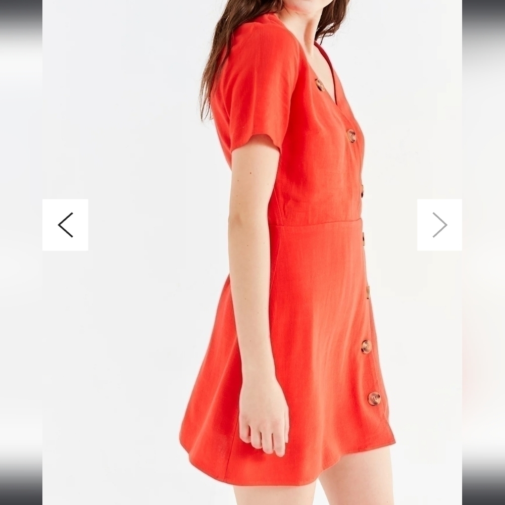 Moon River Asymmetrical Button-Down Linen Blend Mini Dress - Picture 4 of 11